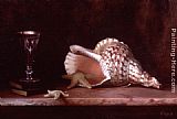 Famous Wine Paintings - Still Life with Conch Shell, Starfish and a Glass of Wine